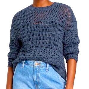 🆕 NAVY BLUE Universal Thread Cropped Cable Knit Sweater- XL Women’s Open Beach
